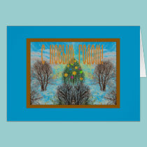 Russian Glowing Tree Happy New Year Card