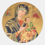 Russian Orthodox Icon - Virgin Mary and baby Jesus Round Stickers