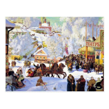 Russian Village in the Winter Postcard