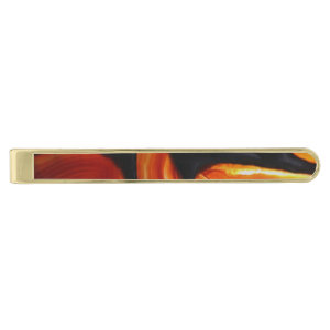 Rust Agate Gold Finish Tie Bar