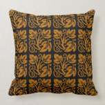 Rust and Black Graphic Leaf Design Throw Pillow pillows