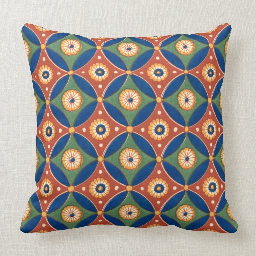 Rust and Teal  Pattern  Design  Mojo Pillow