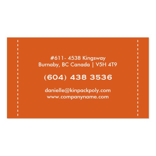 Rust Orange Monogram Business Cards (back side)