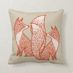 Rust Red and Ivory Foxes Pillows