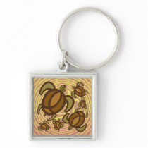 Rust Turtles Square Keychain