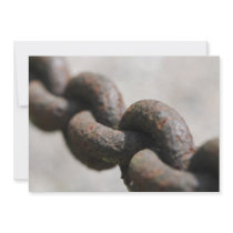 Rusted chain with big links personalized invitations