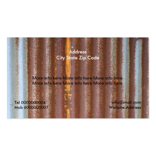 Rusted corrugated corroded metal, texture custom business card template (back side)