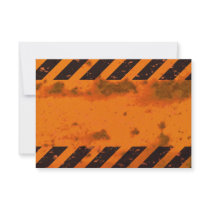 Rusted Hazard Stripes Background Personalized Invitation
