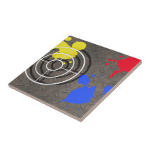 Rusted Metal Grate with Gunsight Ceramic Tiles