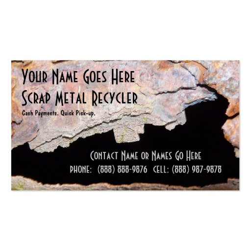 Rusted Metal Pipe Metal Work or Scrap Recycling Business Card Template (front side)