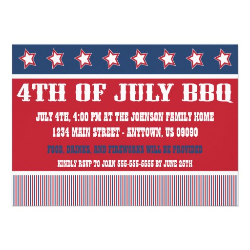 Rustic 4th Of July BBQ Invitations