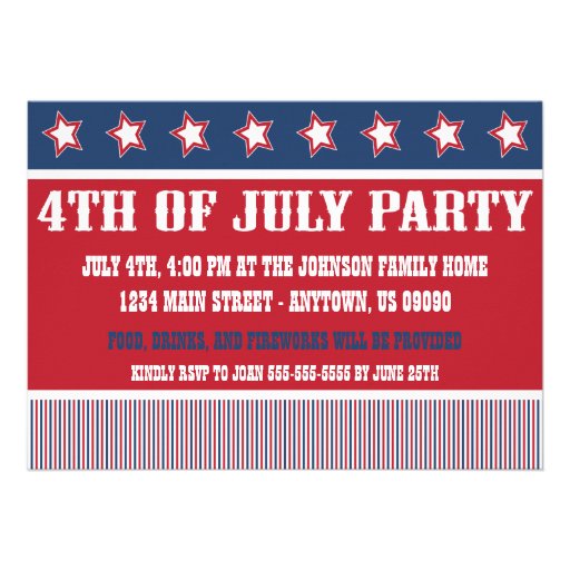 Rustic 4th Of July Party Invitations