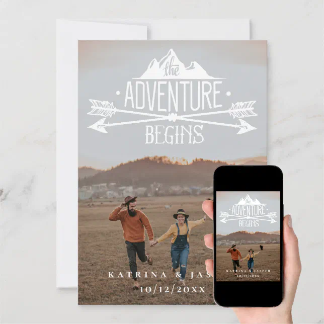 Rustic Adventure Begins Save The Date Photo Announcement Zazzle