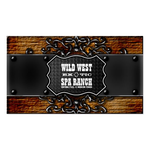 Rustic Aged Wood Vintage Wild West Business Card (front side)