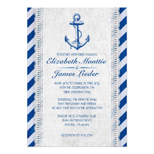 Rustic Anchor Nautical Wedding Invitations
