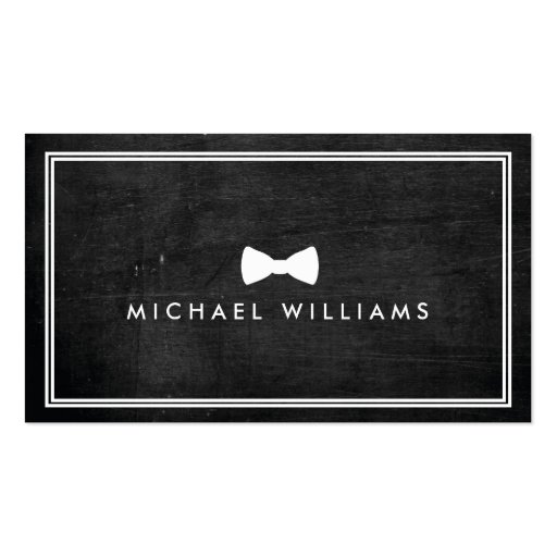 Rustic and Refined Men's Classic Bow Tie Logo Business Card Template (front side)