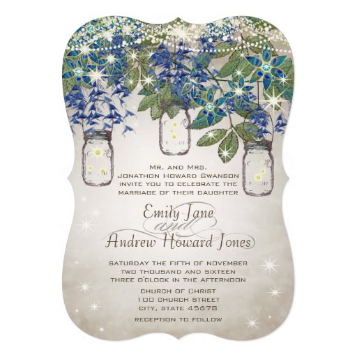 Rustic and Romantic Mason Jar Under the Stars Personalized Invitation