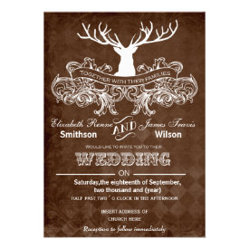 Rustic Antler, Deer Winter Woodland wedding invite