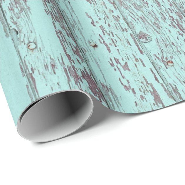 Rustic Aqua Barn Wood Wrapping Paper 3/4