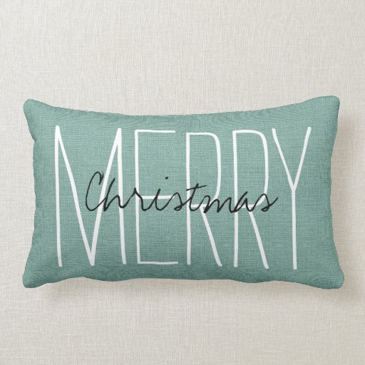 Rustic Aqua Merry Christmas Lumbar Pillow Zazzle