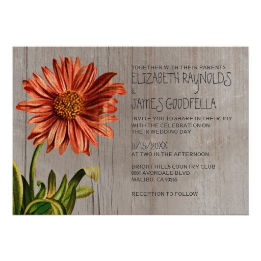 Rustic Aster Wedding Invitations