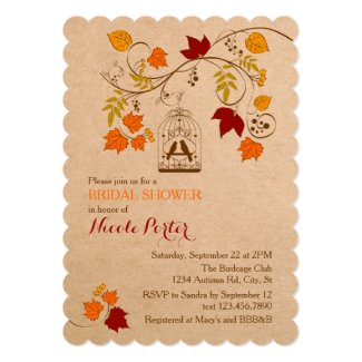 Rustic Autumn Birdcage Bridal Shower Invitation 5" X 7" Invitation Card