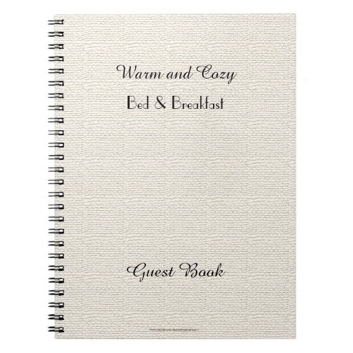 Rustic B&B Guest Book, Faux White Burlap Spiral Notebook | Zazzle