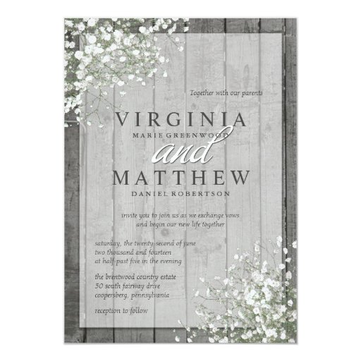 RUSTIC BABY'S BREATH WEDDING INVITATION Zazzle