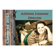 Rustic barbed wire graduation announcement