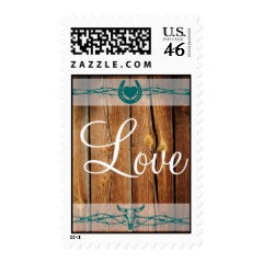 Rustic Barbed Wire Horseshoe LOVE Wedding Stamps