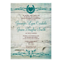 Rustic Barbed Wire Horseshoe Wedding Invitations