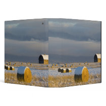 Rustic barn and hay bales after a fresh snow 3 binder