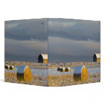 Rustic barn and hay bales after a fresh snow 3 binders