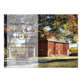 Rustic Barn and Trees Country Wedding Invitation 4.5