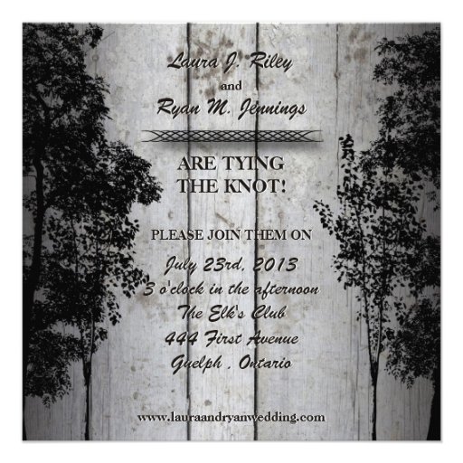 Rustic Barn Board Deer & Tree Wedding Invitation