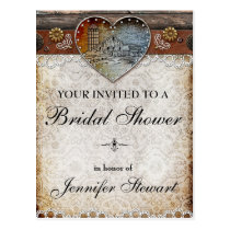 Rustic Barn Country Bridal Shower Postcard
