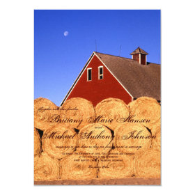 Rustic Barn Hay Bales Country Wedding Invitations 4.5