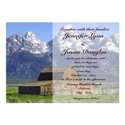 Rustic Barn Rocky Mountain Wedding Invitations