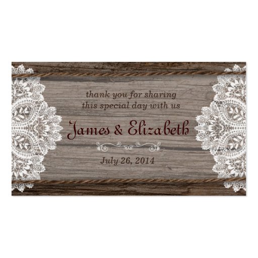 Rustic Barn Wedding Favor Tag Business Card (front side)