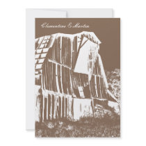 Rustic Barn Wedding Invitation - Brown