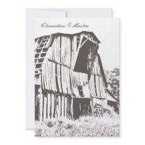 Rustic Barn Wedding Invitation - Dark Brown