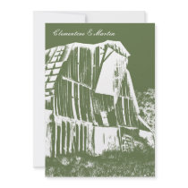 Rustic Barn Wedding Invitation - Green