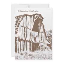 Rustic Barn Wedding Invitation - Light Brown