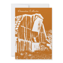 Rustic Barn Wedding Invitation - Orange