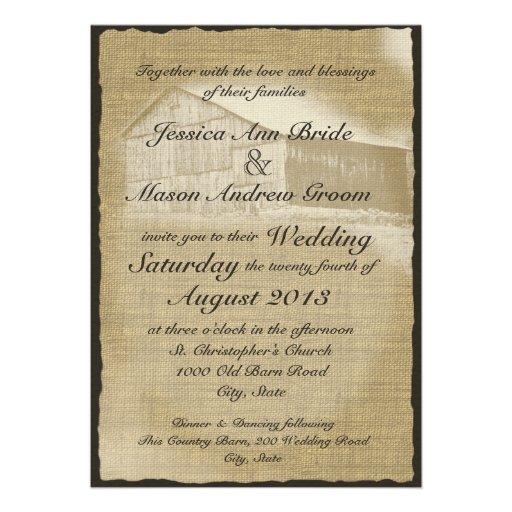 Rustic Barn Wedding Personalized Invitation