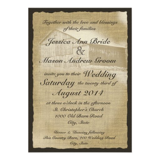 Rustic Barn Wedding Personalized Invites