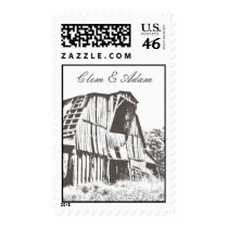 Rustic Barn Wedding Postage - Brown 2