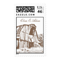 Rustic Barn Wedding Postage - Light Brown