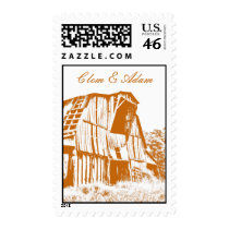 Rustic Barn Wedding Postage - Orange 2