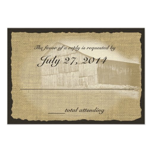 Rustic Barn Wedding Response Personalized Invitation